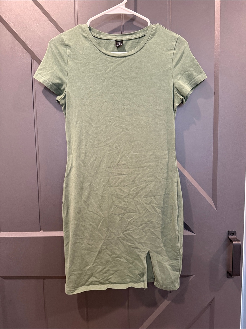 SHEIN Sage Green Short Sleeve Bodycon Dress